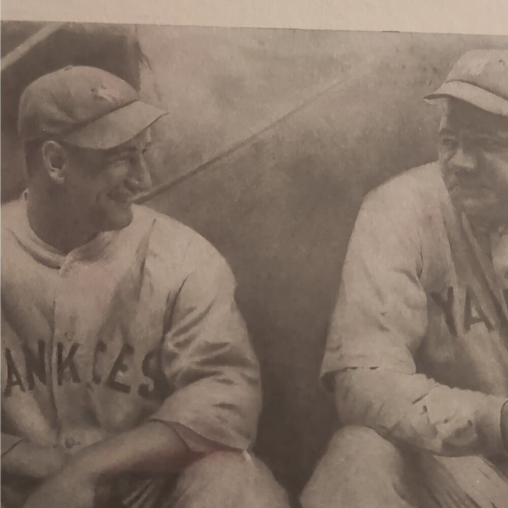 Baseball Print Framed Matted Babe Ruth Lou Gehrig Allen Friedlander Artist 19x23 - Picture 11 of 11